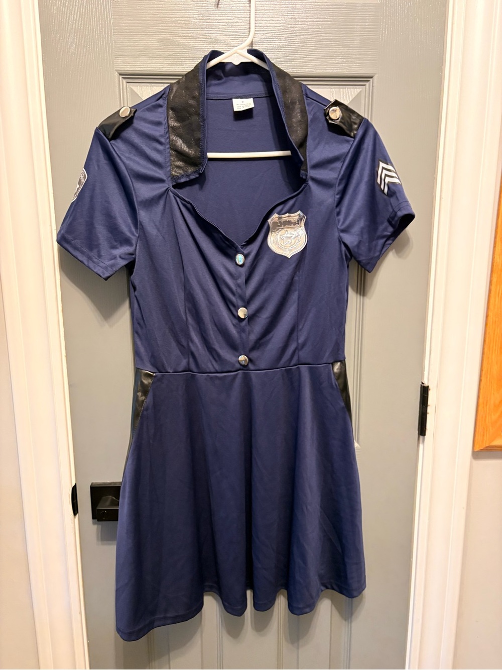 Navy Women’s Short Sleeve Police-Style Dress medium Hat-cuffs-belt